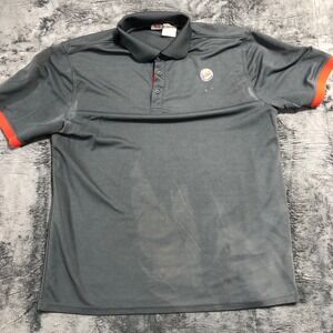 Burger King Polo Shirt Mens XL Gray Orange Employee Uniform Short Sleeve Fair
